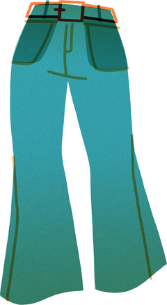 Retro Risograph Bell Bottom Pants 